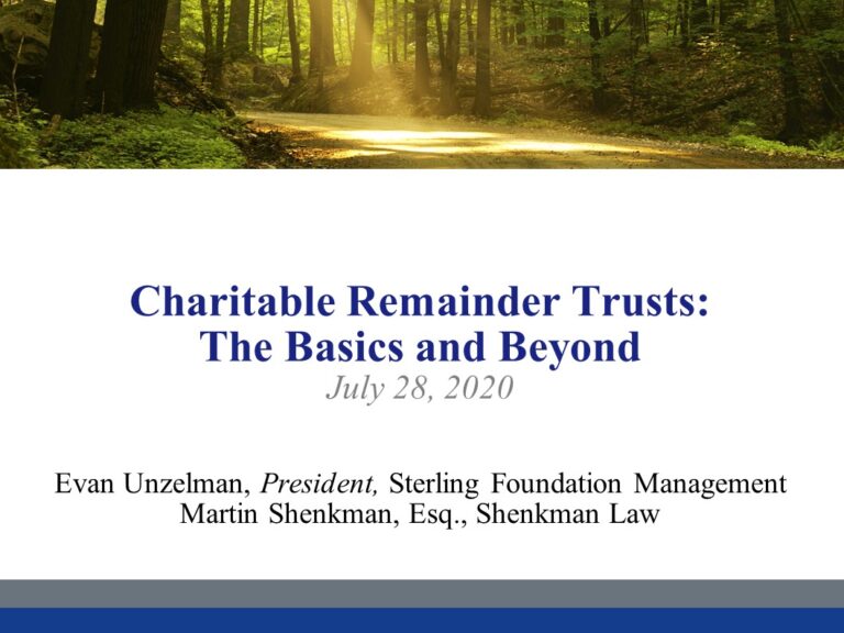 Charitable Remainder Trusts (CRTs): The Basics and Beyond