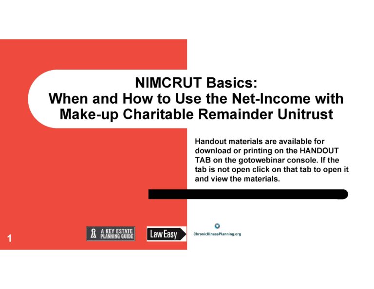 NIMCRUT Basics: When and How to Use the Net-Income with Make-up Charitable Remainder Unitrust