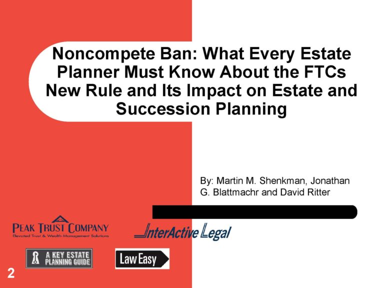 Noncompete Ban: What Every Estate Planner Must Know About the FTCs New Rule and Its Impact on Estate and Succession Planning
