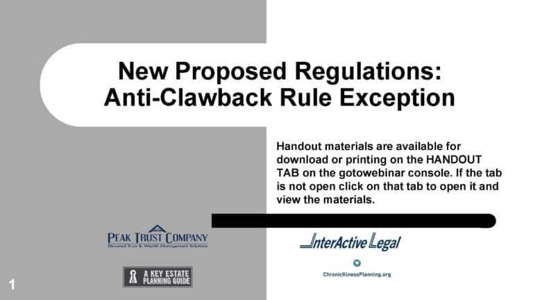 New Proposed Regulations: Anti Clawback Rule Exception