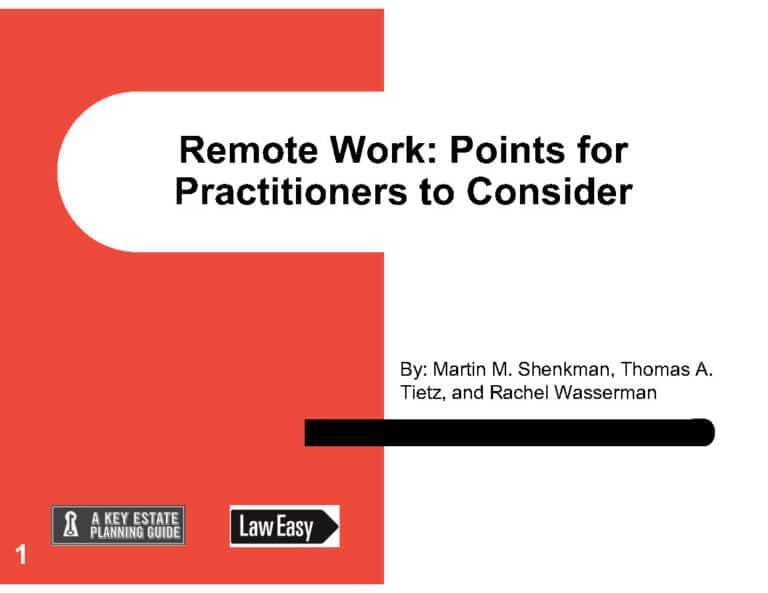 Remote Work: Points for Practitioners to Consider
