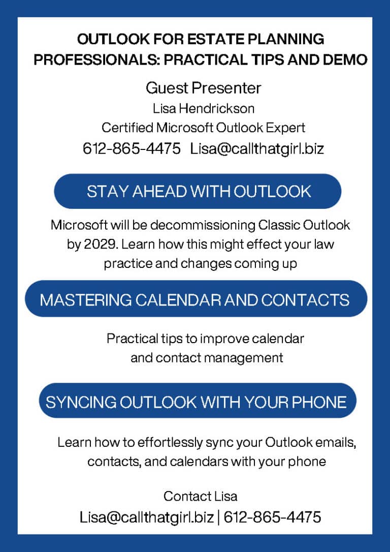 Outlook for Estate Planning Professionals: Practical Tips and Demo